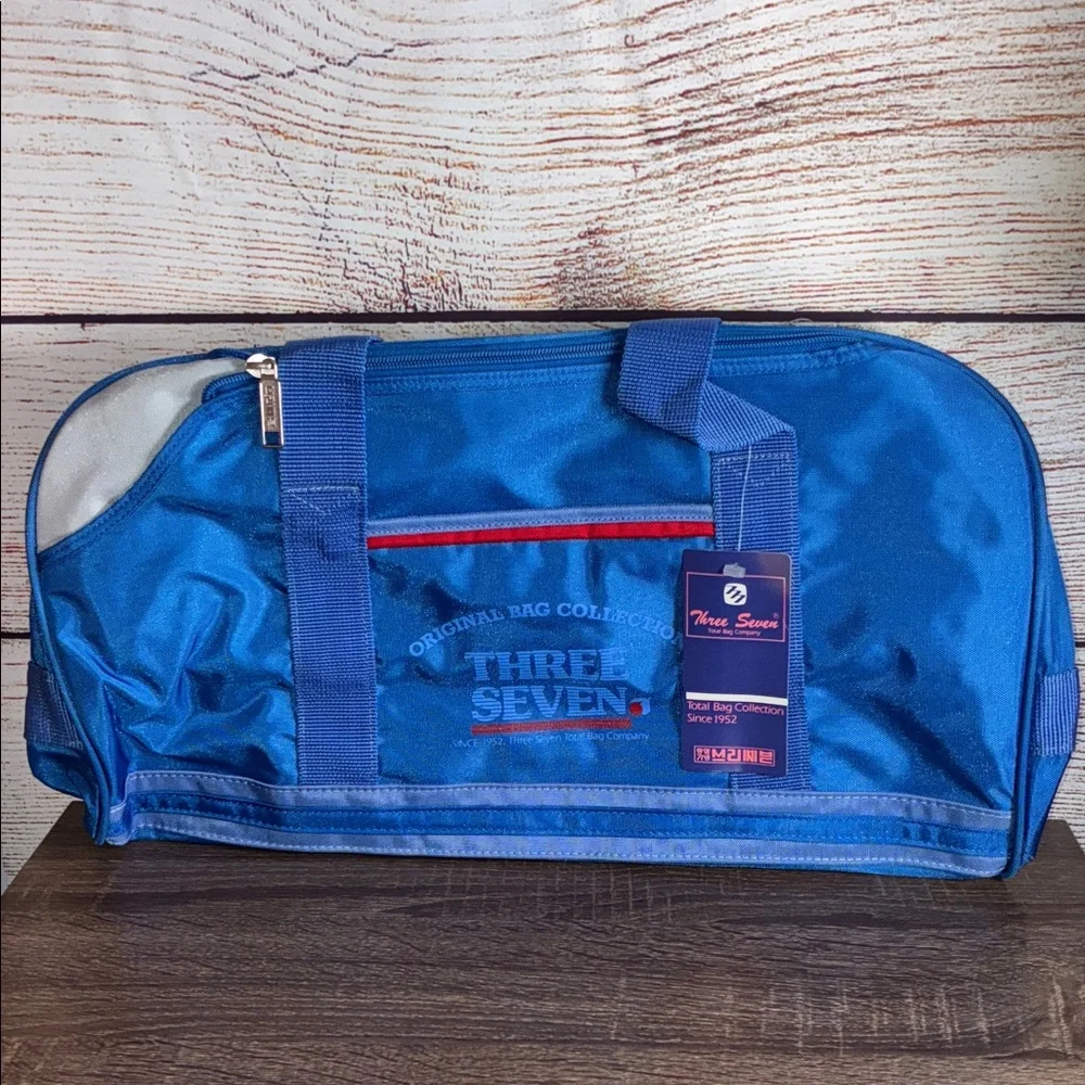 NWT Three Seven Vintage Style Blue Duffle Bag